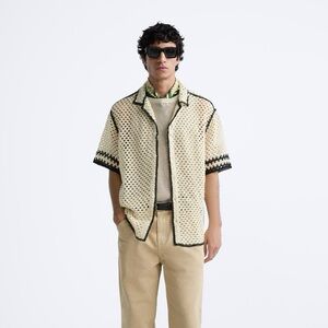 ZARA Contrasting Crochet Shirt